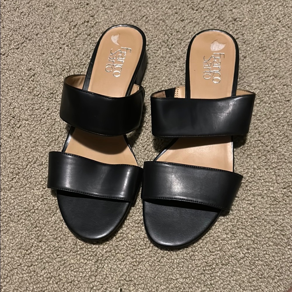 Franco Sarto Black Leather Slide Sandals